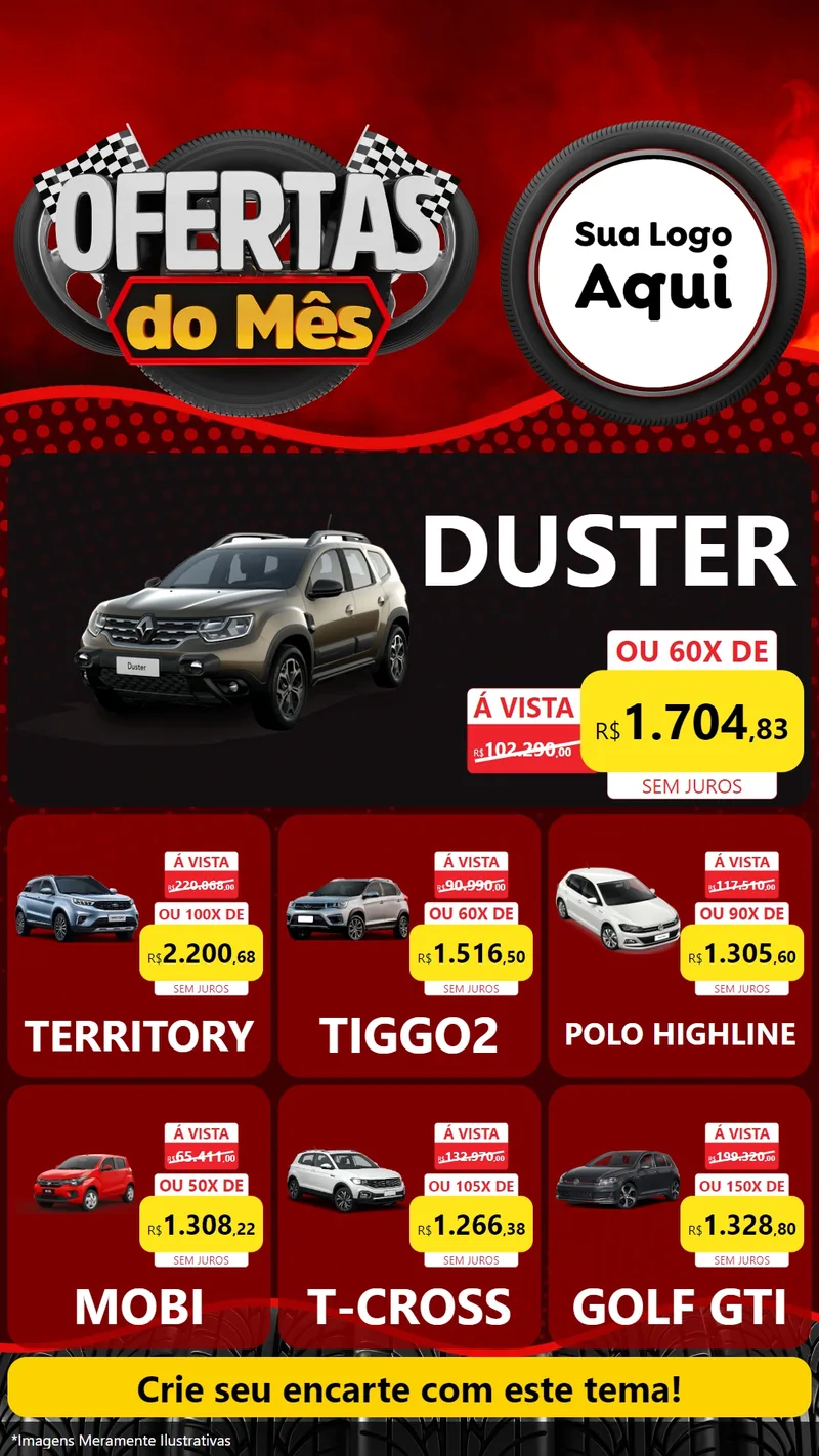 Modelo de Rede Social para Stories com o tema Ofertas do Mês - Autopeças para Concessionaria de Carros