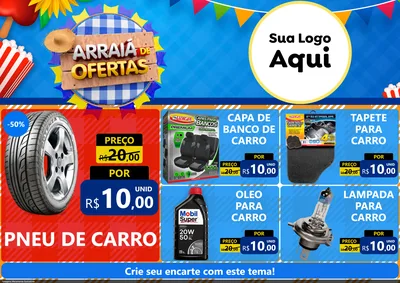 Modelo de Encarte para Encarte A4 Horizontal com o tema Arraiá de Ofertas para Auto peças