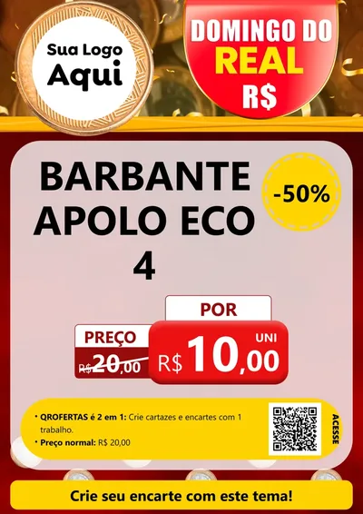 Modelo de Cartaz para Cartaz A4 Vertical com o tema Domingo do Real para Armarinho e Aviamentos