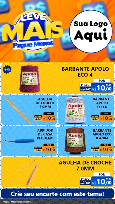 Modelo de TV para TV Vertical com o tema Leve Mais, Pague Menos para Armarinho e Aviamentos