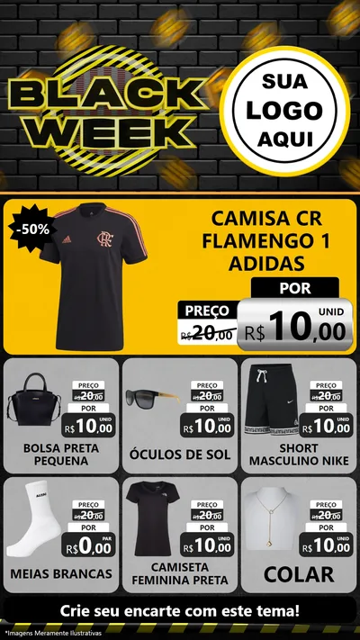 Modelo de Rede Social para Stories com o tema Black Week para Roupas e acessórios