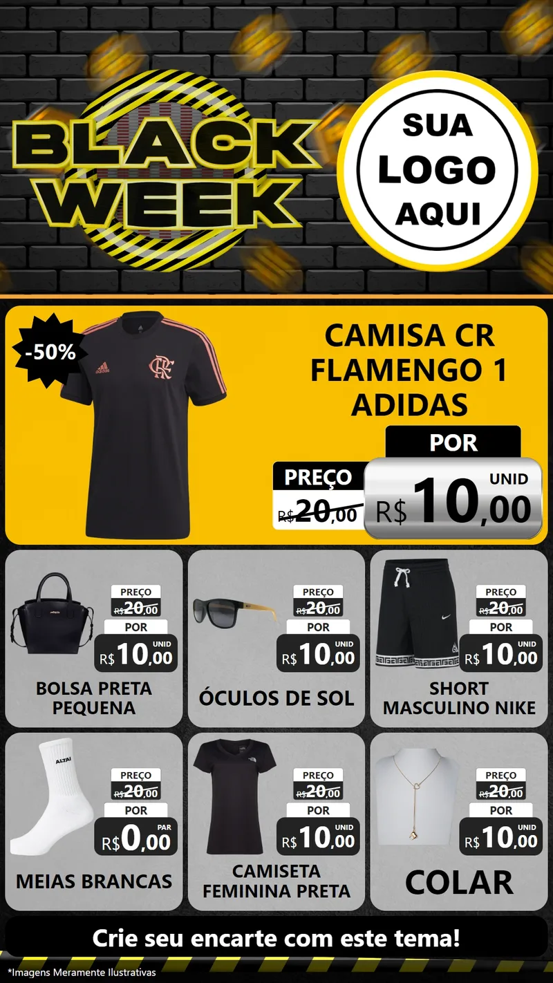 Modelo de Rede Social para Stories com o tema Black Week para Roupas e acessórios