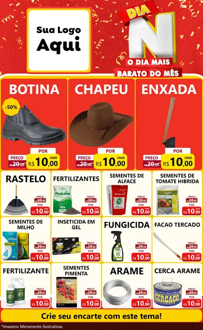 Modelo de Encarte para Encarte Grande com o tema Dia N o Dia Mais Barato do Mês para Agropecuária