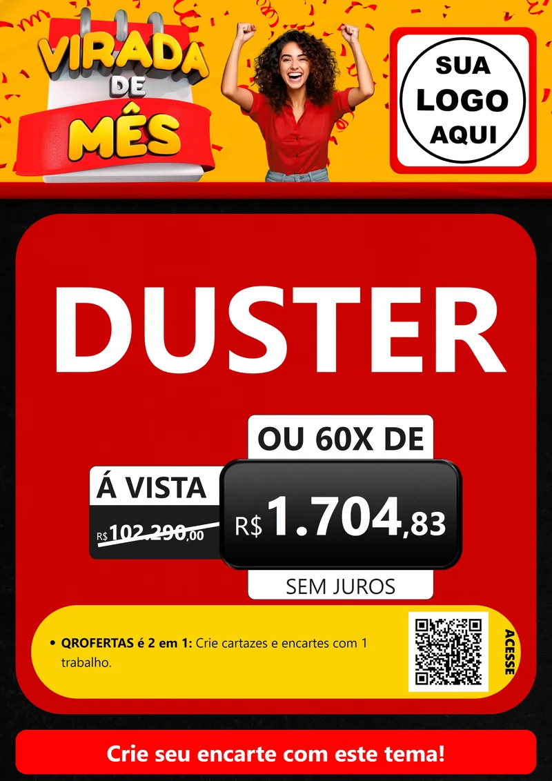 Modelo de Cartaz para Cartaz A4 Vertical com o tema Virada de Mês para Concessionaria de Carros