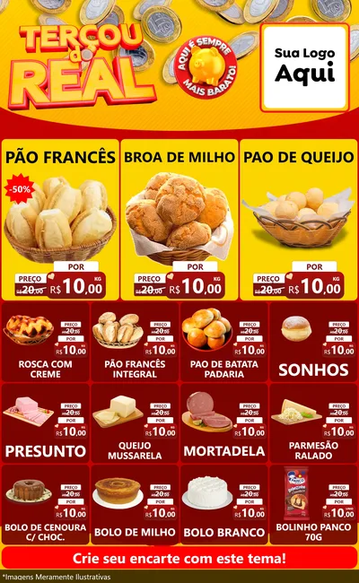 Modelo de Encarte para Encarte Grande com o tema Terçou do Real para Padaria