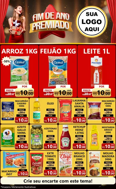 Modelo de Encarte para Encarte Grande com o tema Fim de Ano Premiado para Supermercado