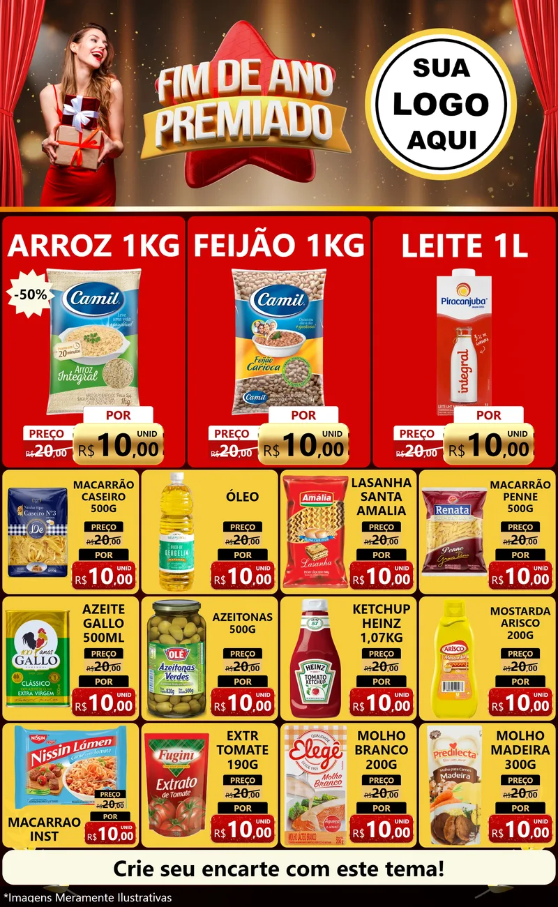 Modelo de Encarte para Encarte Grande com o tema Fim de Ano Premiado para Supermercado