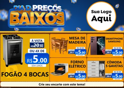 Modelo de Encarte para Encarte A4 Horizontal com o tema Dia D Preço Baixo para Móveis e Eletro