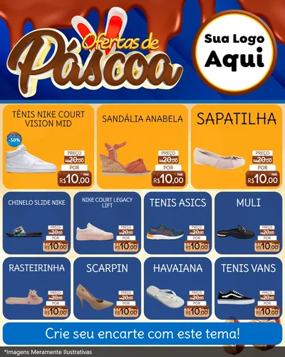 Modelo de Rede Social para Feed Instagram com o tema Ofertas de Páscoa para Calçados