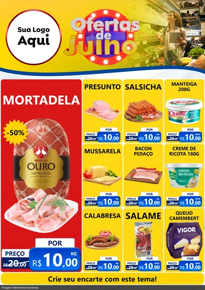 Modelo de Encarte para Encarte A4 Vertical com o tema Ofertas de Julho para Frios e Laticínios