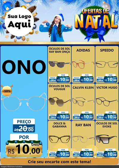 Modelo de Encarte para Encarte A4 Vertical com o tema Ofertas de Natal para Óticas