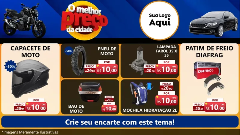 Modelo de TV para TV Horizontal com o tema O Melhor Preço da Cidade - Auto e Motopeças para Moto peças