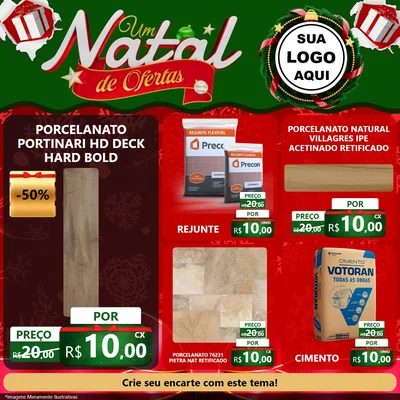 Modelo de Rede Social para Feed Facebook com o tema Um Natal de Ofertas para Pisos e revestimentos