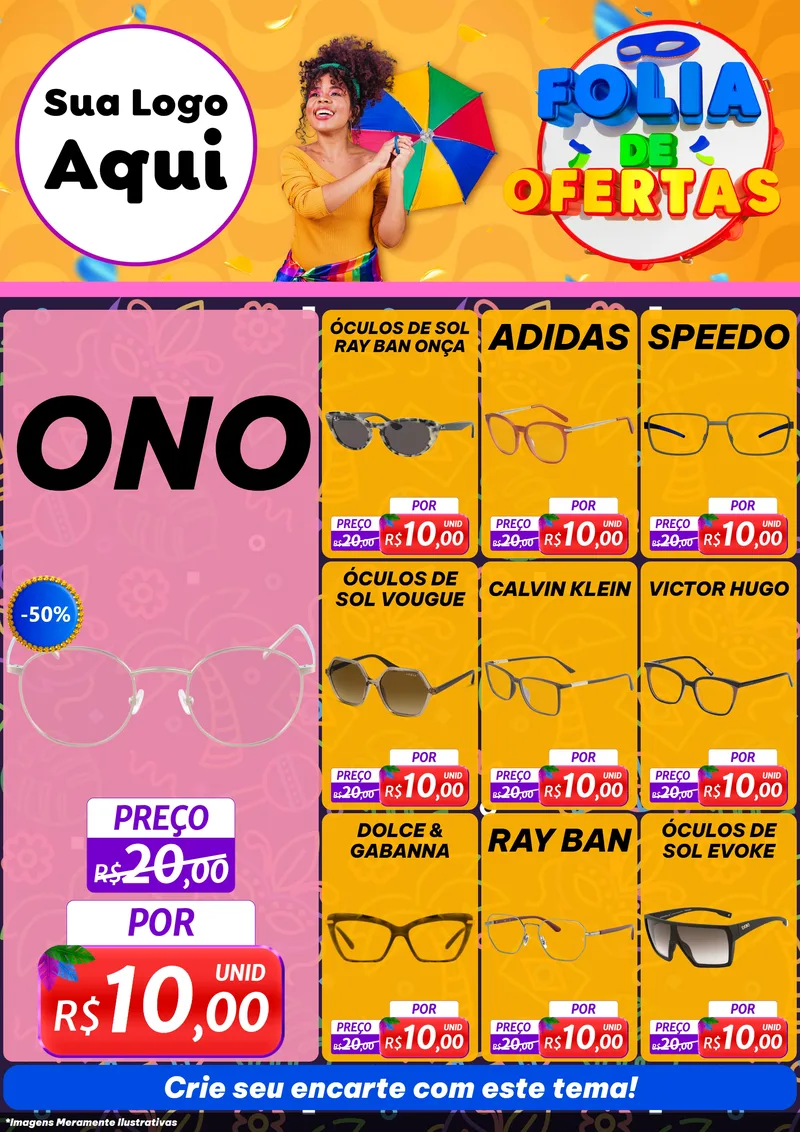 Modelo de Encarte para Encarte A4 Vertical com o tema Folia de Ofertas para Óticas