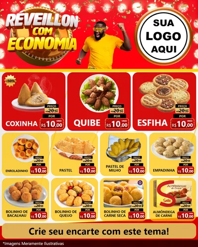 Modelo de Rede Social para Feed Instagram com o tema Réveillon com Economia para Salgadaria