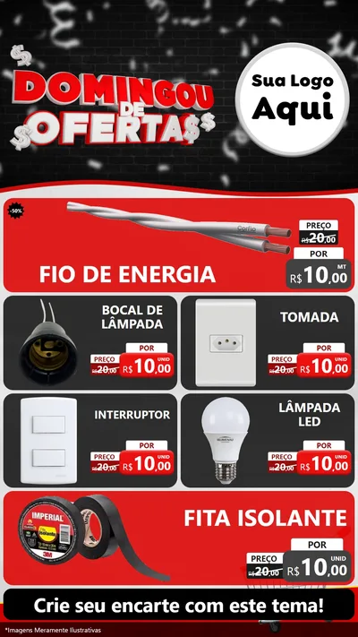 Modelo de TV para TV Vertical com o tema Domingou de Ofertas para Materiais Elétricos