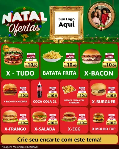 Modelo de Rede Social para Feed Instagram com o tema Natal de Ofertas para Hamburgueria