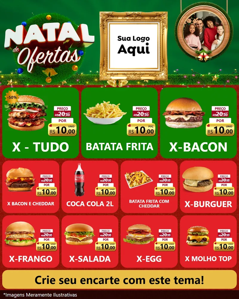 Modelo de Rede Social para Feed Instagram com o tema Natal de Ofertas para Hamburgueria