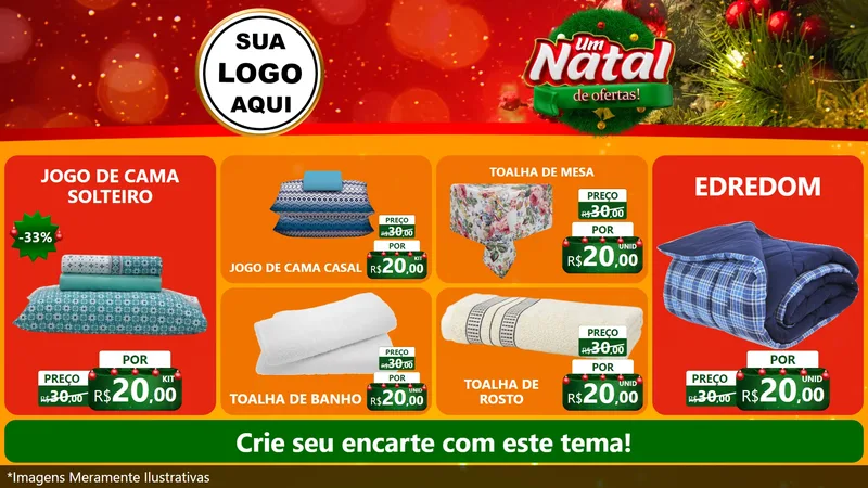 Modelo de TV para TV Horizontal com o tema Um Natal de Ofertas para Cama, Mesa e Banho