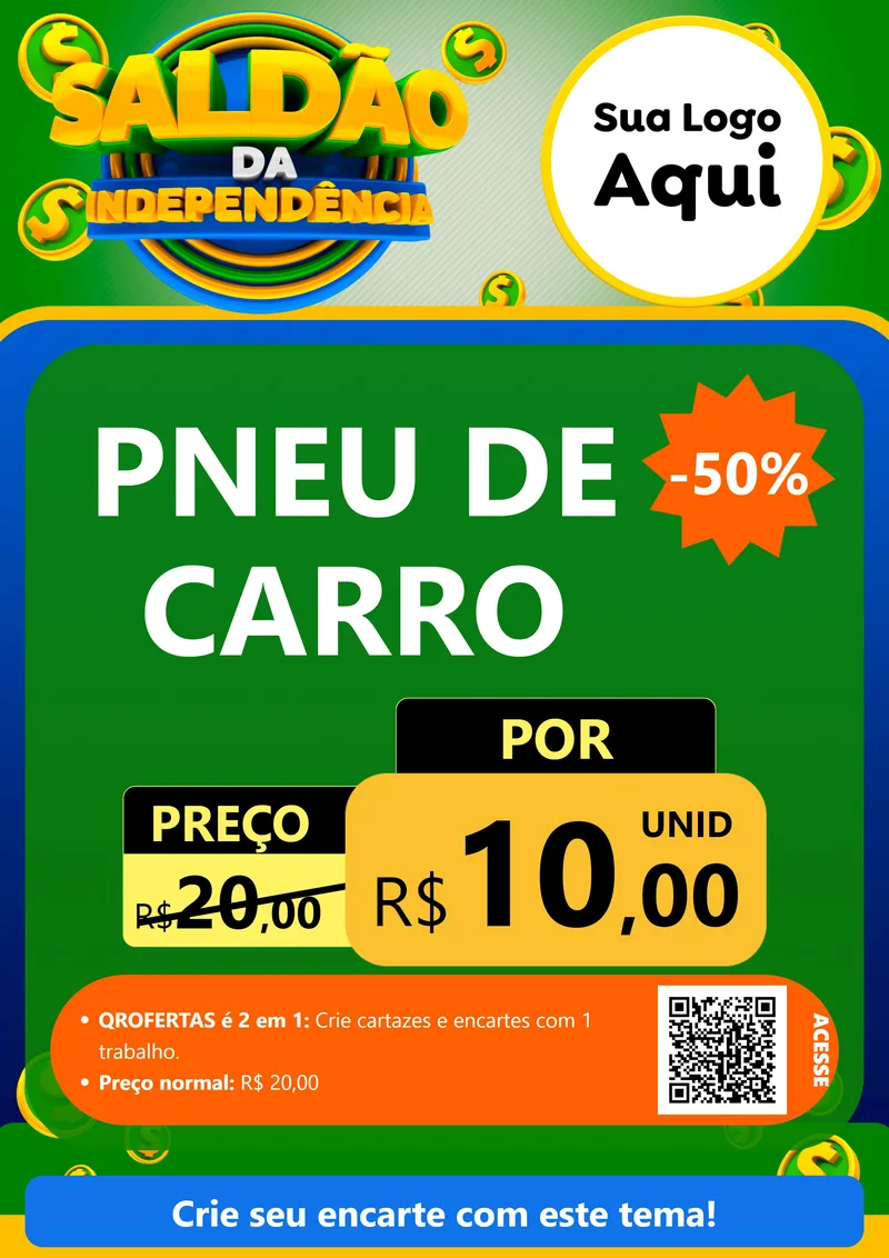 Modelo de Cartaz para Cartaz A4 Vertical com o tema Saldão da Indepêndencia para Auto peças