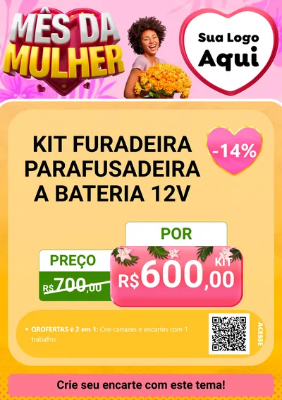 Modelo de Cartaz para Cartaz A4 Vertical com o tema Mês da Mulher para Maquinas e Ferramentas