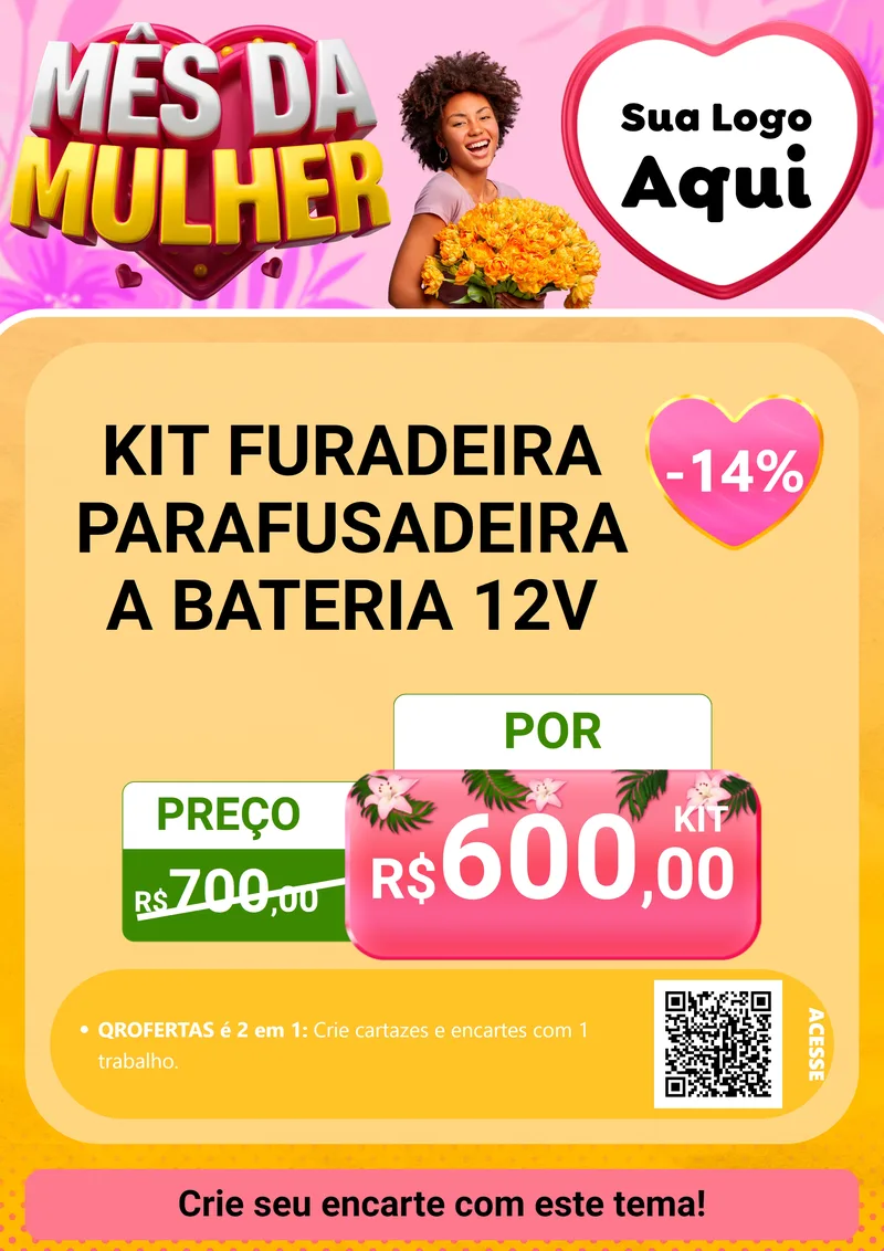 Modelo de Cartaz para Cartaz A4 Vertical com o tema Mês da Mulher para Maquinas e Ferramentas