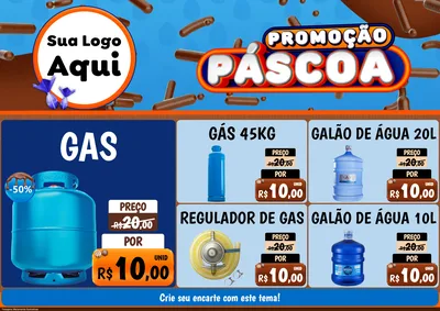 Modelo de Encarte para Encarte A4 Horizontal com o tema Promoção Páscoa para Água e gás