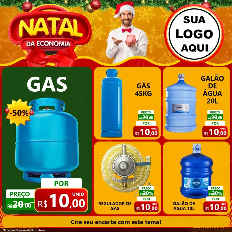 Modelo de Rede Social para Feed Facebook com o tema Natal da Economia para Água e gás