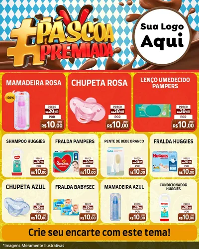 Modelo de Rede Social para Feed Instagram com o tema Páscoa Premiada para Bebês