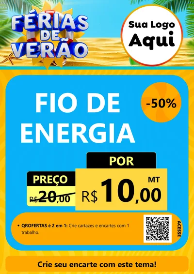 Modelo de Cartaz para Cartaz A4 Vertical com o tema Férias de Verão para Materiais Elétricos