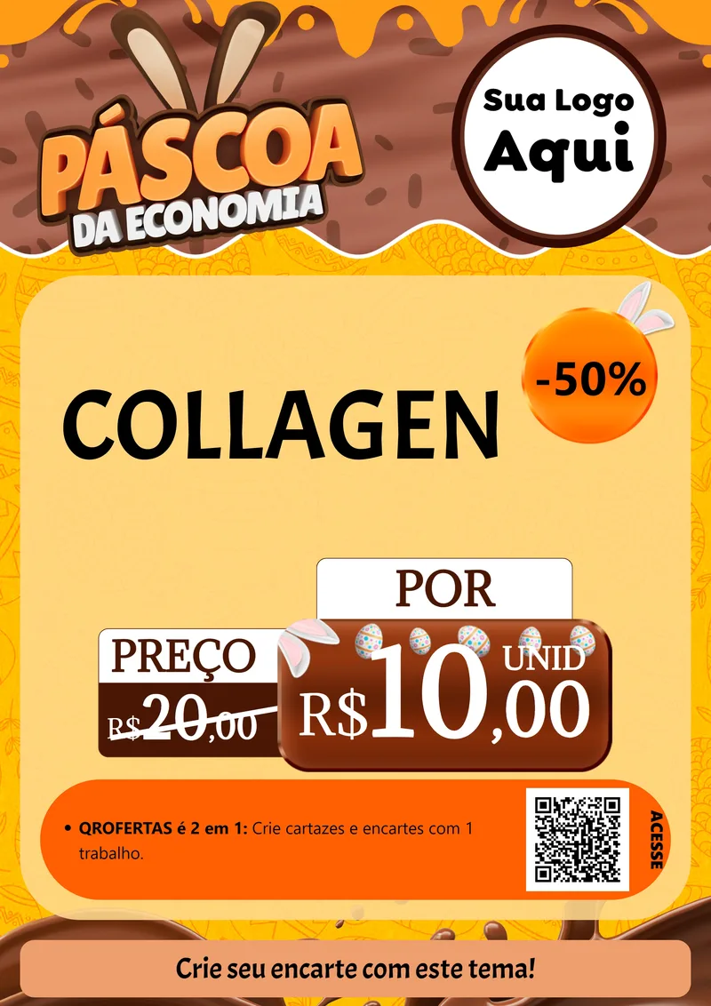 Modelo de Cartaz para Cartaz A4 Vertical com o tema Páscoa da Economia para Suplementos alimentares