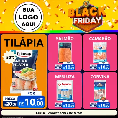 Modelo de Rede Social para Feed Facebook com o tema Black Friday para Peixaria