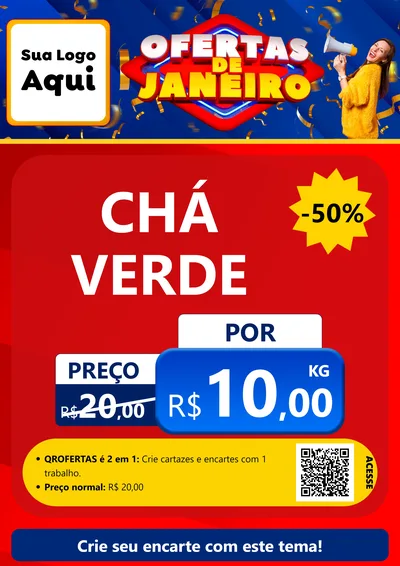 Modelo de Cartaz para Cartaz A4 Vertical com o tema Ofertas de Janeiro para Produtos Naturais