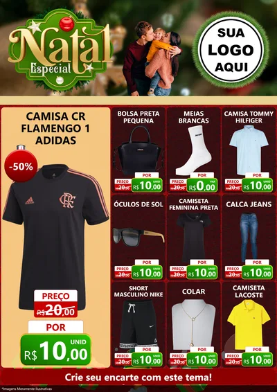 Modelo de Encarte para Encarte A4 Vertical com o tema Natal Especial para Roupas e acessórios