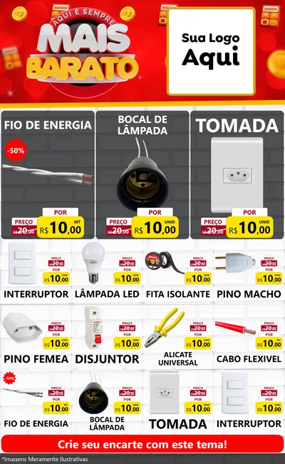 Modelo de Encarte para Encarte Grande com o tema Mais Barato para Materiais Elétricos