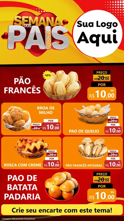 Modelo de TV para TV Vertical com o tema Semana Dos Pais para Padaria