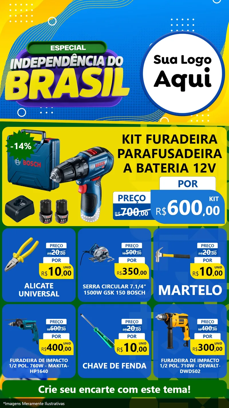 Modelo de Rede Social para Stories com o tema Especial Independência do Brasil para Maquinas e Ferramentas