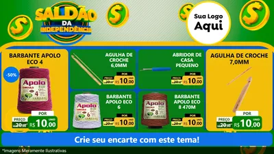 Modelo de TV para TV Horizontal com o tema Saldão da Indepêndencia para Armarinho e Aviamentos