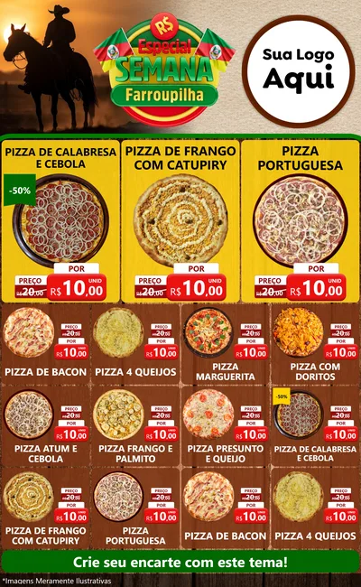 Modelo de Encarte para Encarte Grande com o tema Especial Semana Farroupilha para Pizzaria