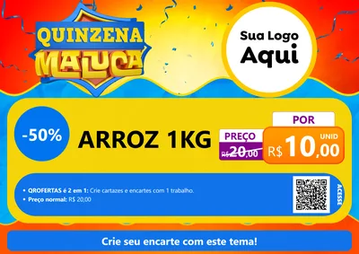 Modelo de Cartaz para Cartaz A4 Horizontal com o tema Quinzena Maluca para Supermercado