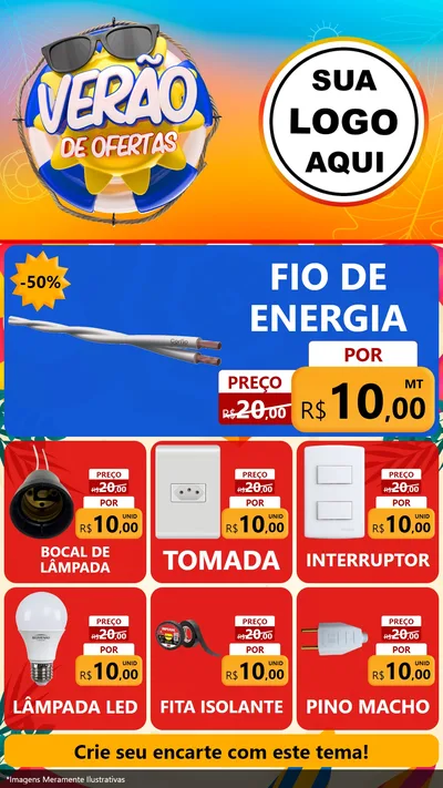 Modelo de Rede Social para Stories com o tema Verão de Ofertas para Materiais Elétricos