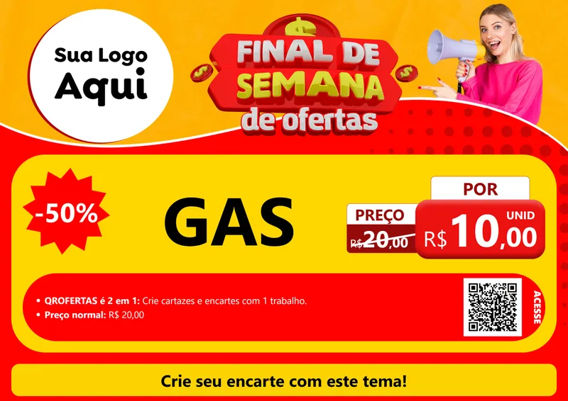 Modelo de Cartaz para Cartaz A4 Horizontal com o tema Final de Semana de Ofertas para Água e gás