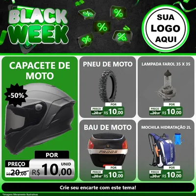 Modelo de Rede Social para Feed Facebook com o tema Black Week para Moto peças
