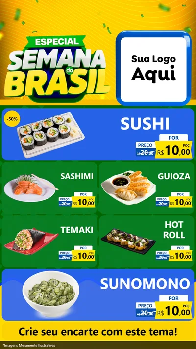 Modelo de TV para TV Vertical com o tema Especial Semana do Brasil para Comida japonesa