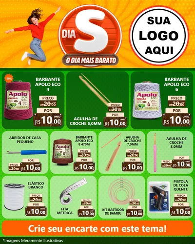 Modelo de Rede Social para Feed Instagram com o tema Dia S - O Dia Mais Barato para Armarinho e Aviamentos