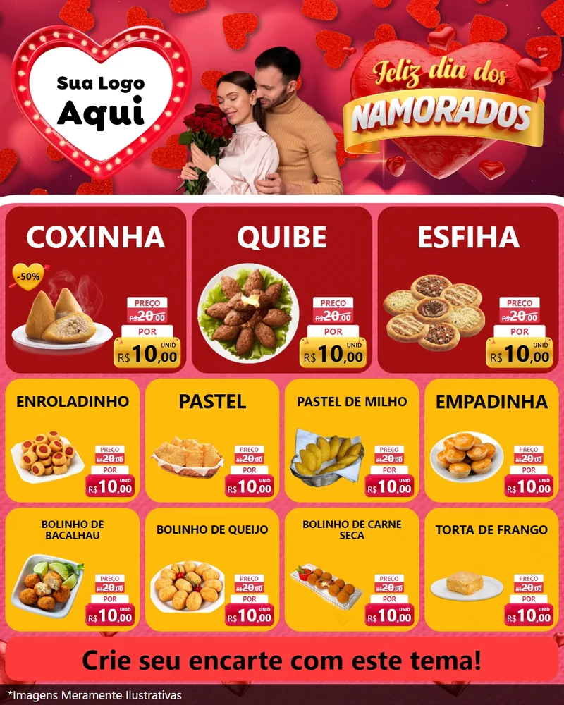 Modelo de Rede Social para Feed Instagram com o tema Feliz Dia Dos Namorados para Salgadaria