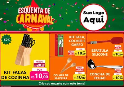 Modelo de Encarte para Encarte A4 Horizontal com o tema Esquenta de Carnaval para Utilidades Domésticas