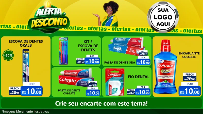 Modelo de TV para TV Horizontal com o tema Alerta de Desconto para Higiene Pessoal
