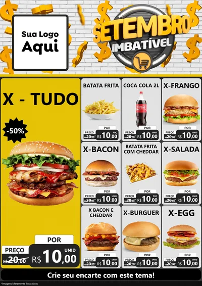 Modelo de Encarte para Encarte A4 Vertical com o tema Setembro Imbatível para Hamburgueria