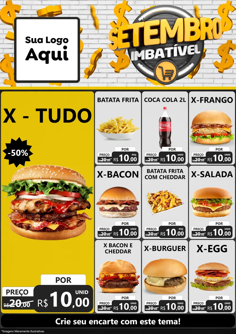 Modelo de Encarte para Encarte A4 Vertical com o tema Setembro Imbatível para Hamburgueria